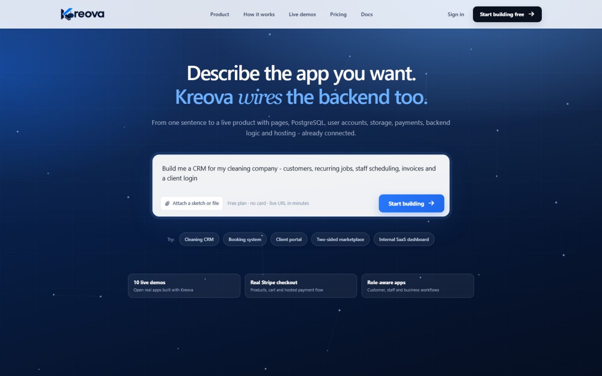 AI app builder that wires the whole backend